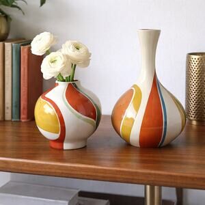 Jill Rosenwald Mod Ceramic Vases by Magenta MCM Art Deco Set of 2